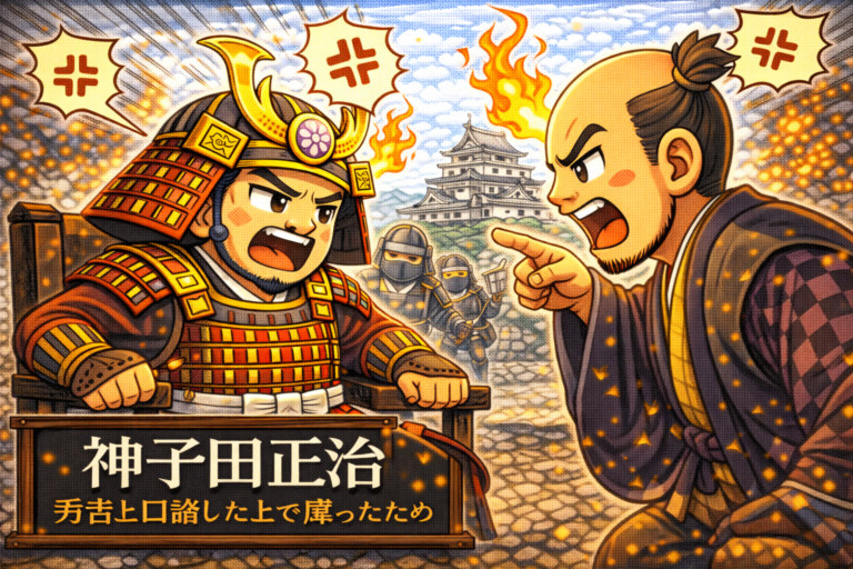 豊臣家臣・神子田正治が改易された原因として伝わるものは、次のうちどれか？